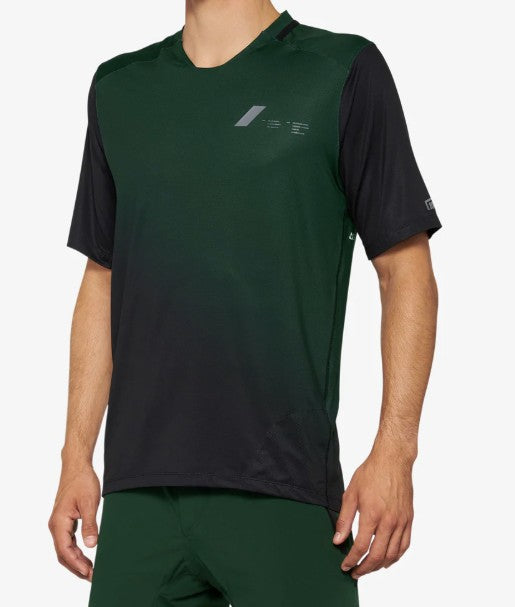 100% Men's Celium All Mountain Short Sleeve Bike Jersey Forest Green