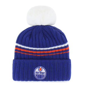 '47 Brand Women's NHL Edmonton Oilers Fuzzy Script Cuffed Pom Knit