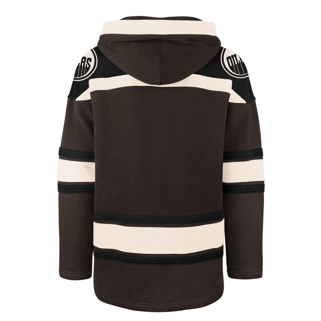 '47 Brand Men's NHL Edmonton Oilers Dark Chocolate Lacer Hoodie brown