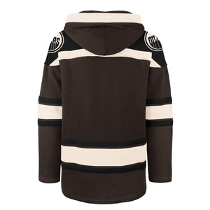 '47 Brand Men's NHL Edmonton Oilers Dark Chocolate Lacer Hoodie brown