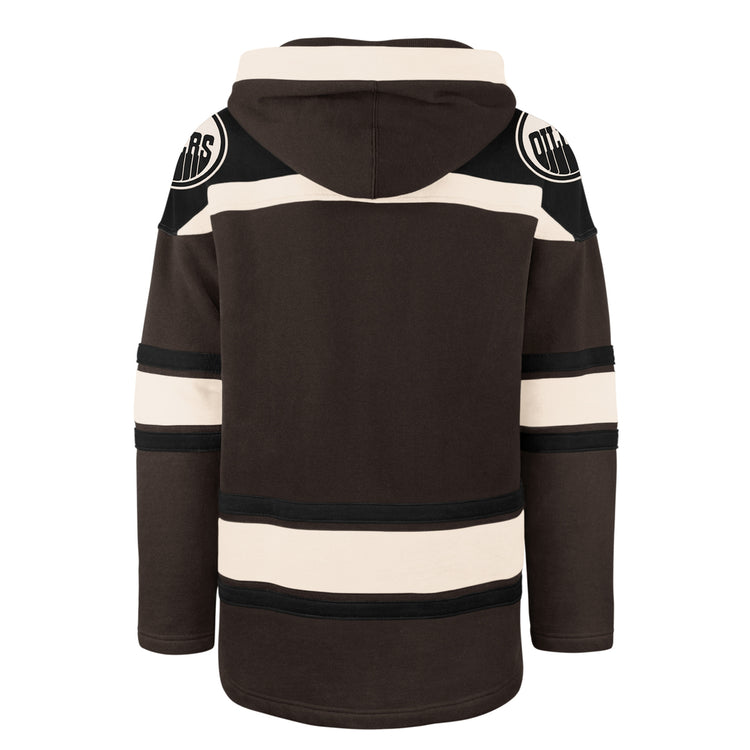 '47 Brand Men's NHL Edmonton Oilers Dark Chocolate Lacer Hoodie brown