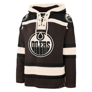 '47 Brand Men's NHL Edmonton Oilers Dark Chocolate Lacer Hoodie brown