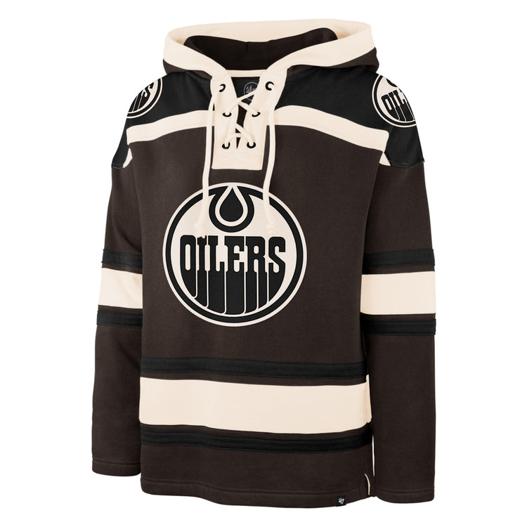 '47 Brand Men's NHL Edmonton Oilers Dark Chocolate Lacer Hoodie brown