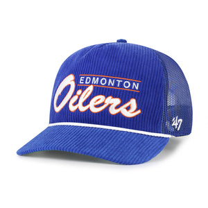 '47 Brand Men's NHL Edmonton Oilers Double Header Mesh Hitch Hat Blue