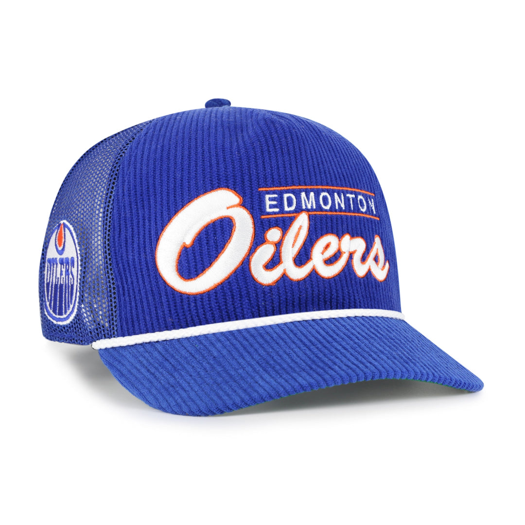 '47 Brand Men's NHL Edmonton Oilers Double Header Mesh Hitch Hat Blue