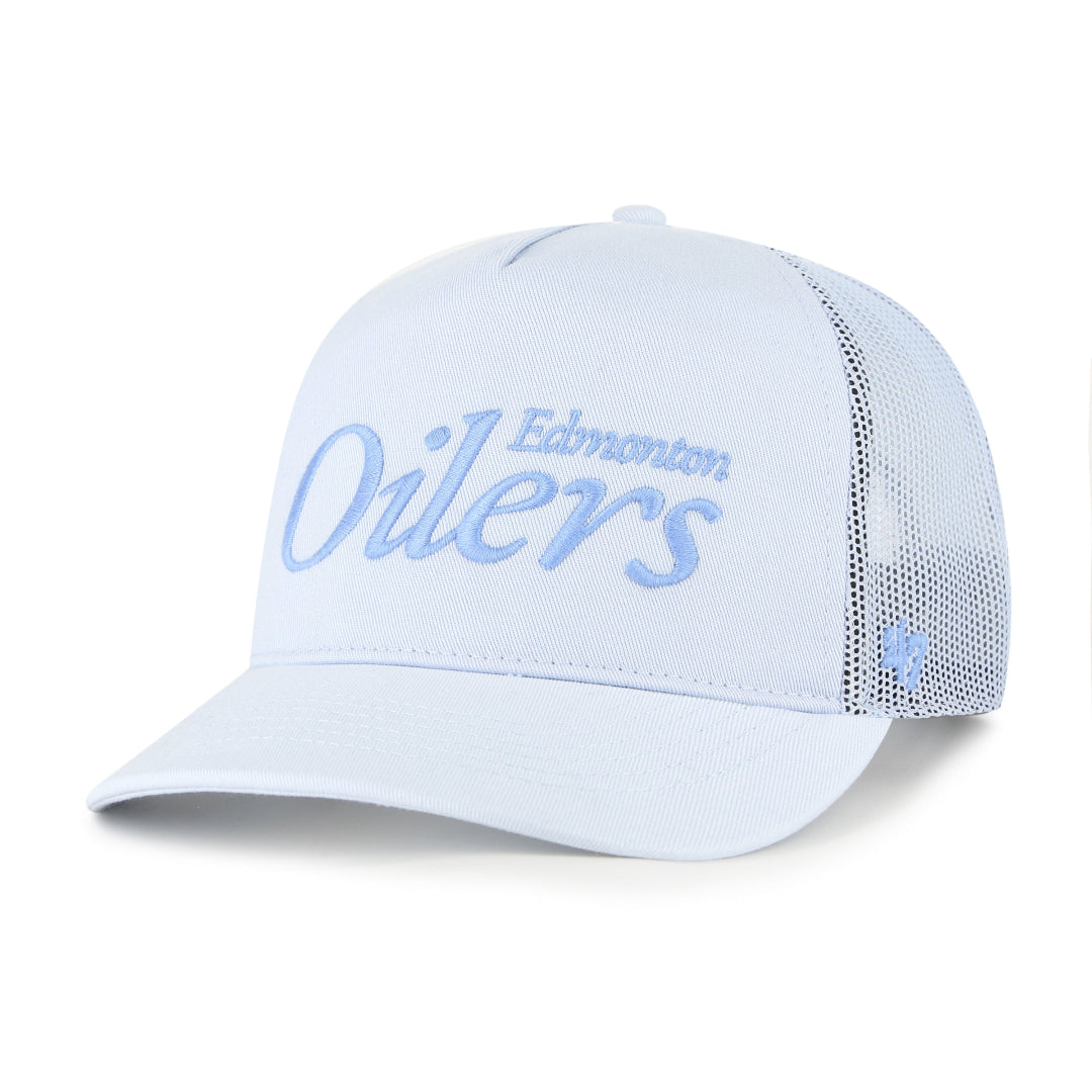 '47 Brand Men's NHL Edmonton Oilers Foundation Script Hitch Trucker Hat light blue