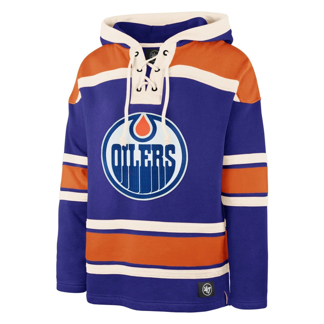 '47 Brand Men's NHL Edmonton Oilers Lacer Hoodie Blue