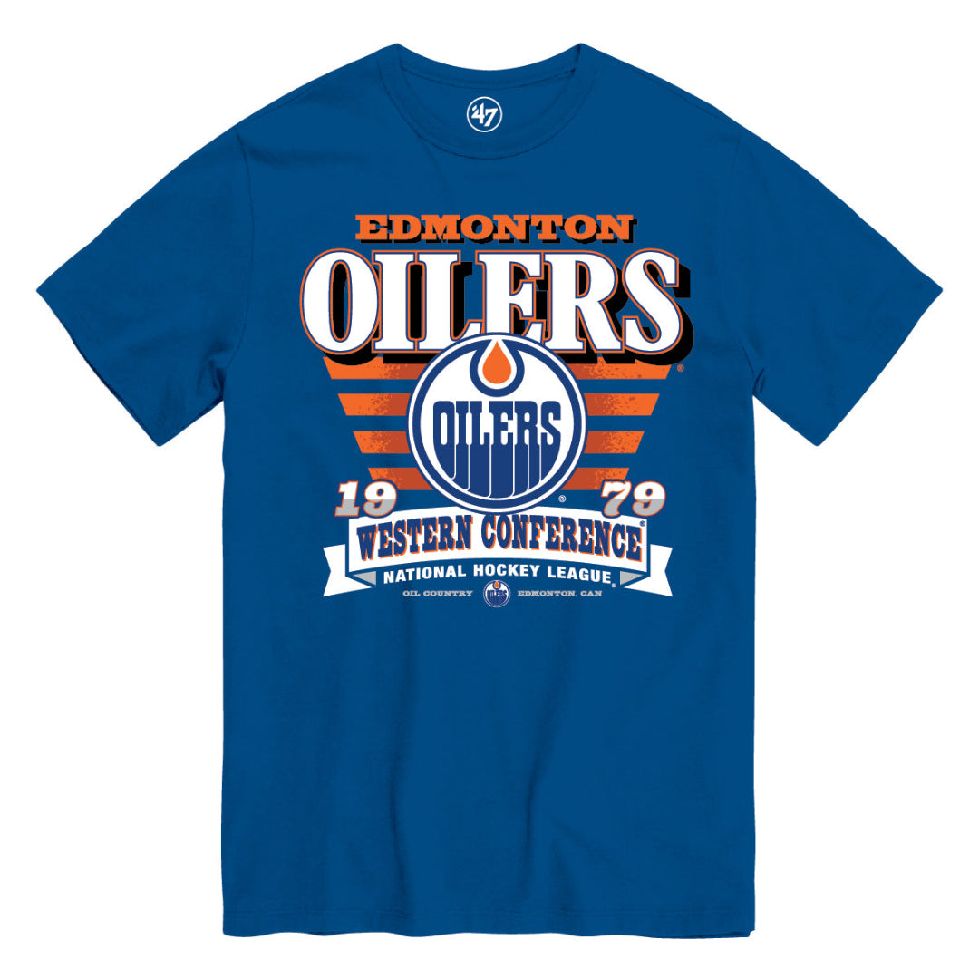 '47 Brand Men's NHL Edmonton Oilers Stripe Splash T-Shirt blue