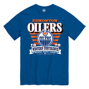 '47 Brand Men's NHL Edmonton Oilers Stripe Splash T-Shirt blue