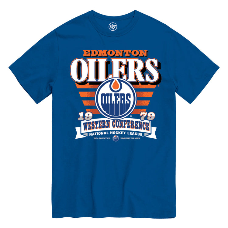 '47 Brand Men's NHL Edmonton Oilers Stripe Splash T-Shirt blue