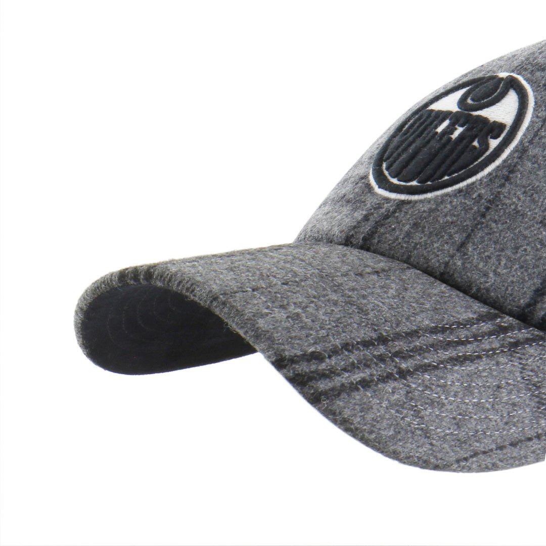'47 Brand Men's NHL Edmonton Oilers Windowpane Plaid Clean-Up Hat Grey
