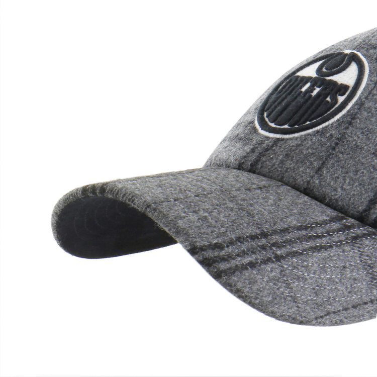 '47 Brand Men's NHL Edmonton Oilers Windowpane Plaid Clean-Up Hat Grey