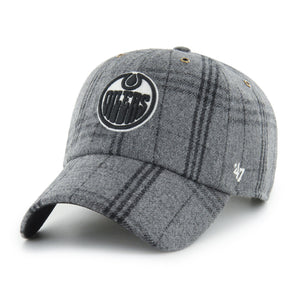 '47 Brand Men's NHL Edmonton Oilers Windowpane Plaid Clean-Up Hat Grey