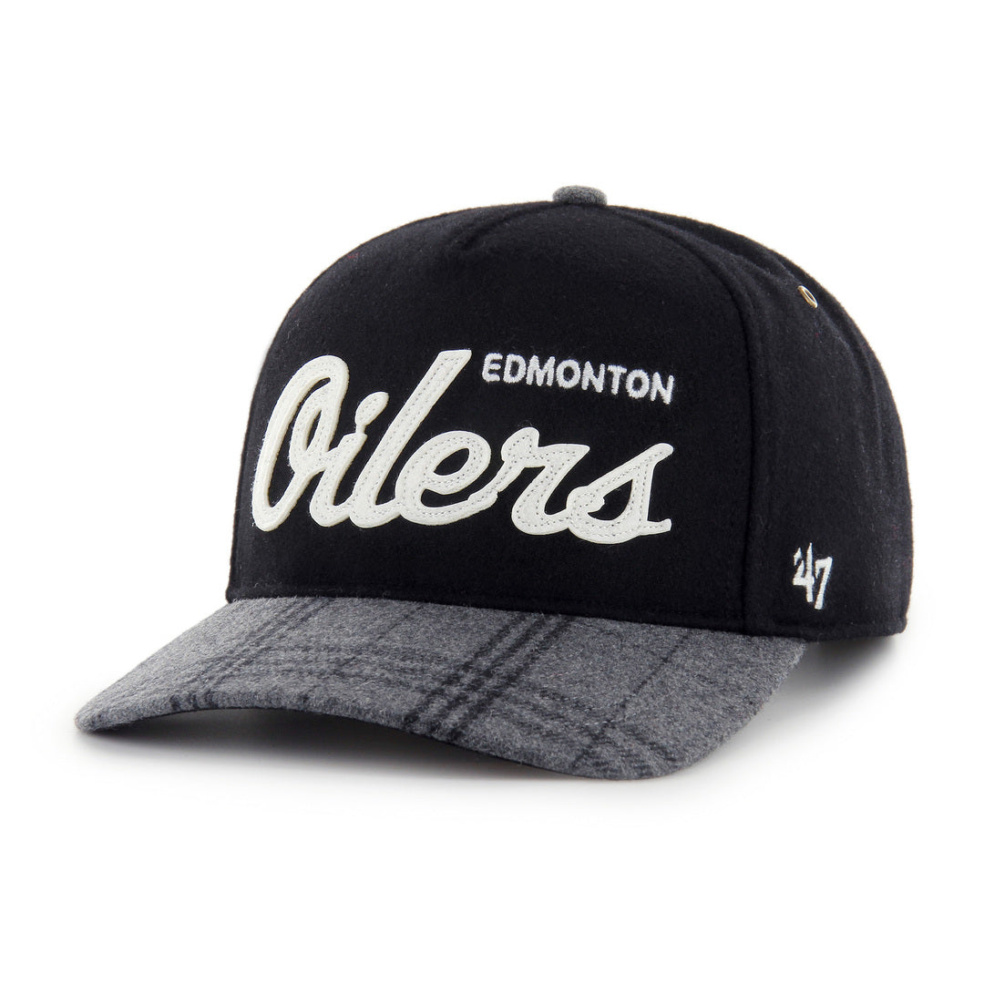 '47 Brand Men's NHL Edmonton Oilers Windowpane Plaid Hitch Hat Black grey