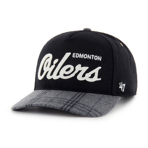 '47 Brand Men's NHL Edmonton Oilers Windowpane Plaid Hitch Hat Black grey