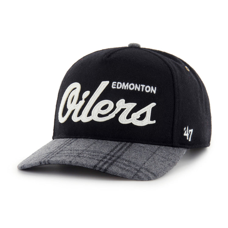 '47 Brand Men's NHL Edmonton Oilers Windowpane Plaid Hitch Hat Black grey