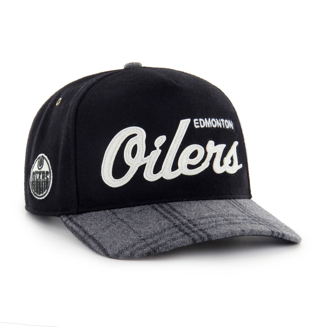 '47 Brand Men's NHL Edmonton Oilers Windowpane Plaid Hitch Hat Black grey