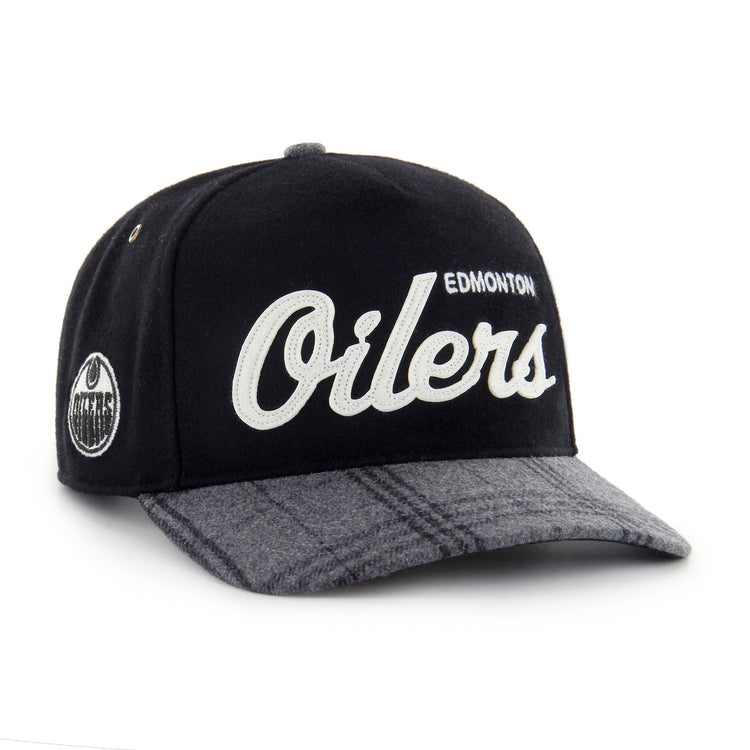 '47 Brand Men's NHL Edmonton Oilers Windowpane Plaid Hitch Hat Black grey