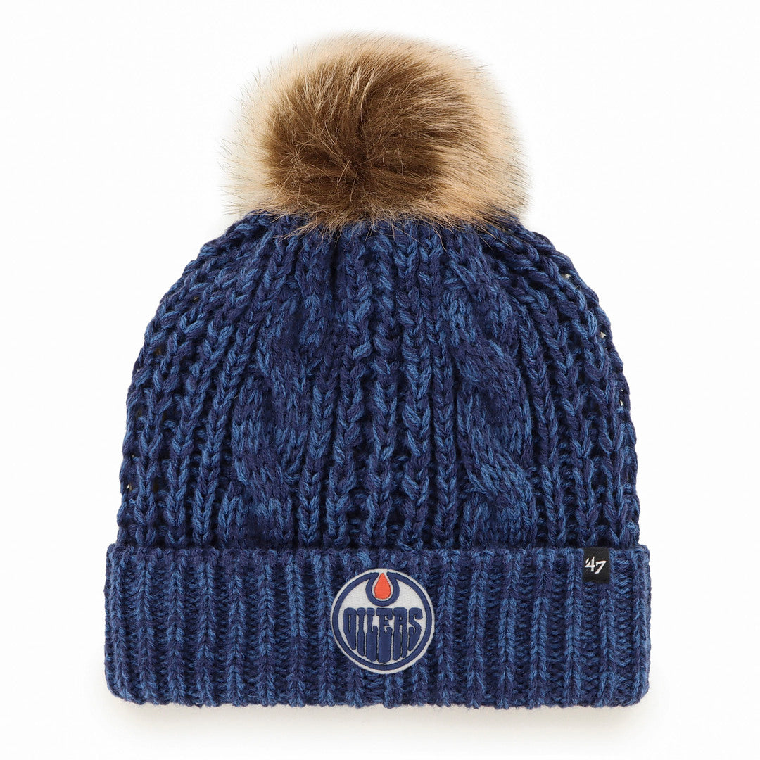 '47 Brand Women's NHL Edmonton Oilers Meeko Cuffed Pom Knit Toque Blue