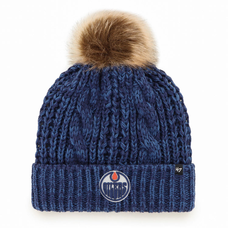 '47 Brand Women's NHL Edmonton Oilers Meeko Cuffed Pom Knit Toque Blue