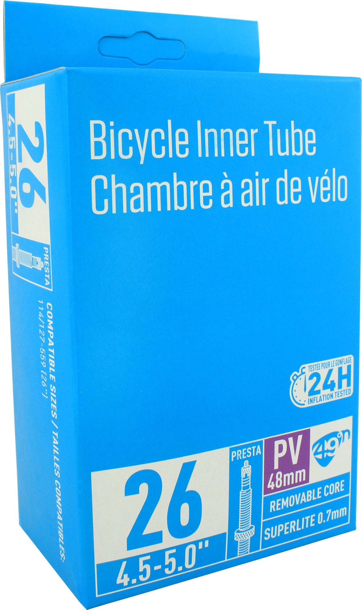 49N 26" Standard Bike Tube 4.5-5.0" Presta 48mm