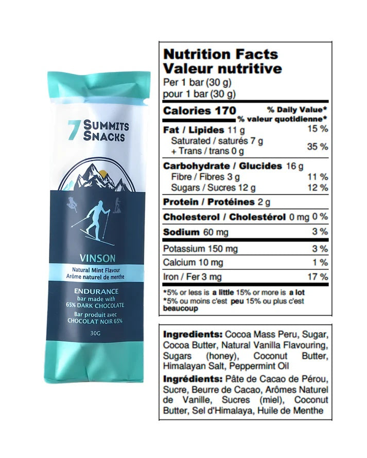 7 Summits Snacks Endurance Bar vinson natural mint peppermint