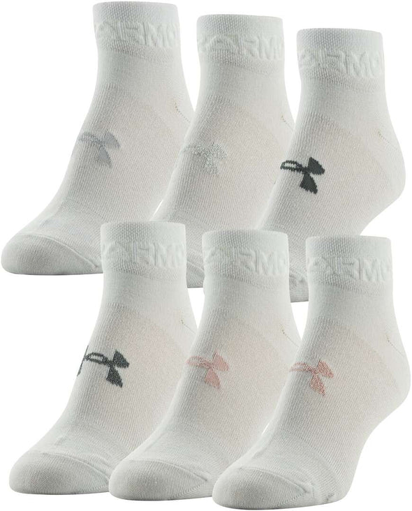 Shop Under Armour Women's Essential Low Cut Sock 6-Pack Medium White Edmonton Canada Store
