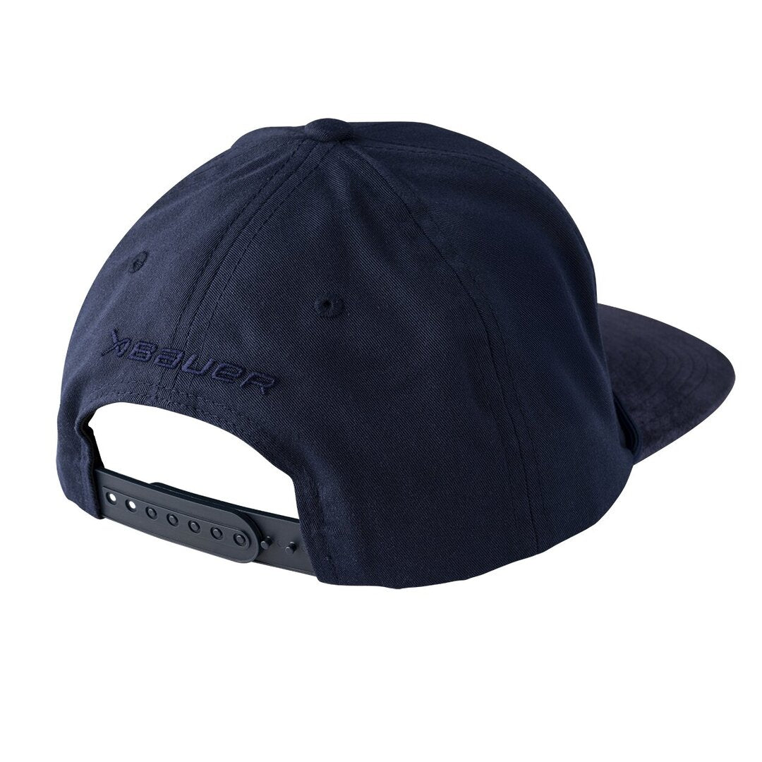 BAUER Senior Leather Patch Navy Flatbrim Hat