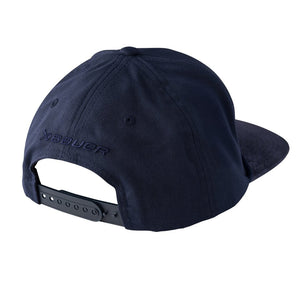 BAUER Senior Leather Patch Navy Flatbrim Hat