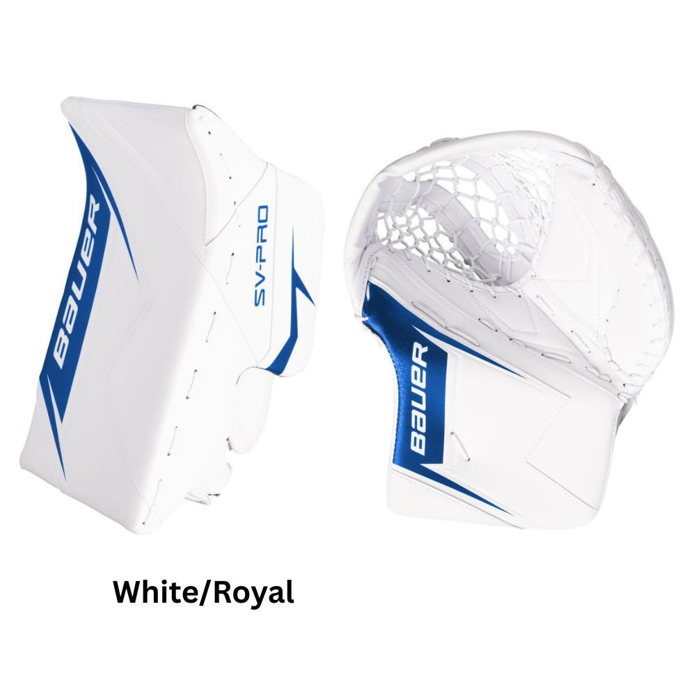 Bauer Senior SV-Pro Hockey Goalie Blocker+Trapper White Royal