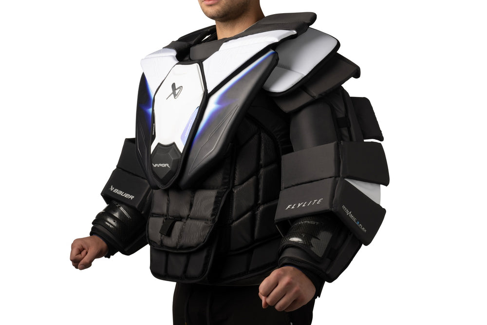 Bauer Senior Vapor Flylite Hockey Goalie Chest and Arm Protector black white