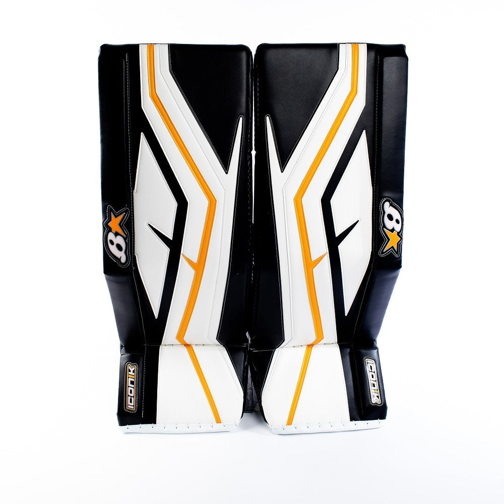 Brian's Senior Pro ICONIK Hockey Goalie Pad White Black Sport Gold