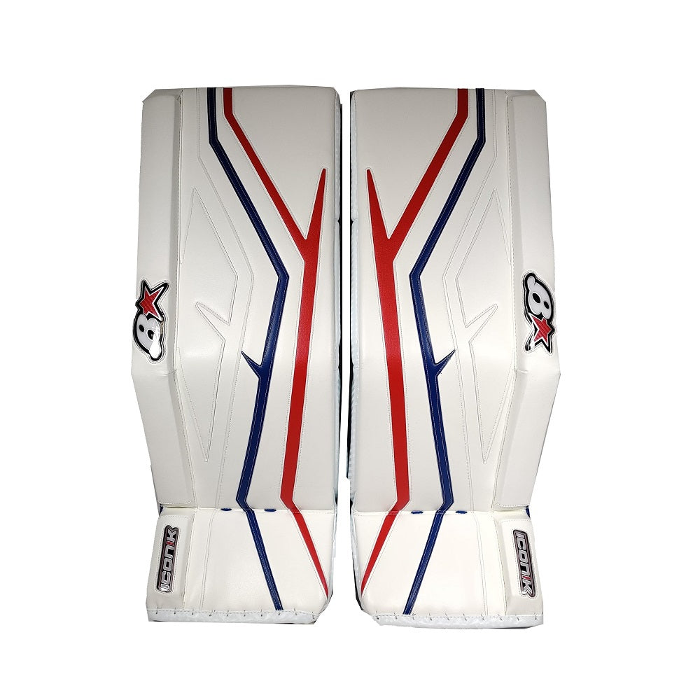 Brian's Senior Pro ICONIK Hockey Goalie Pad White Royal Red