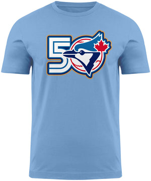 Bulletin Men's MLB Toronto Blue Jays 50th Anniversary T Shirt Light Blue
