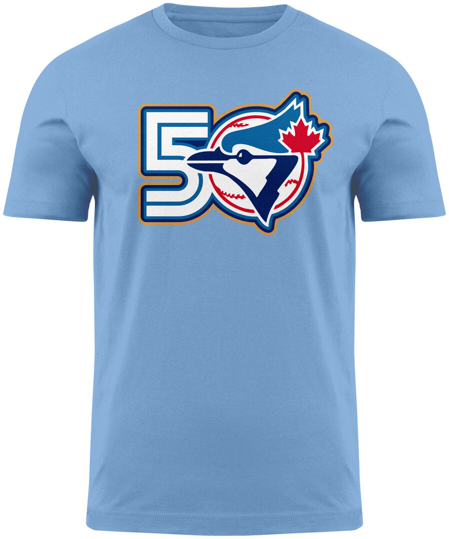 Bulletin Men's MLB Toronto Blue Jays 50th Anniversary T Shirt Light Blue
