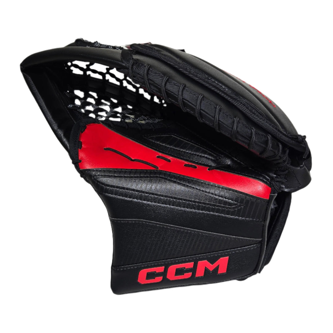 CCM Senior EFLEX 7 Pro Hockey Goalie Trapper Black Red