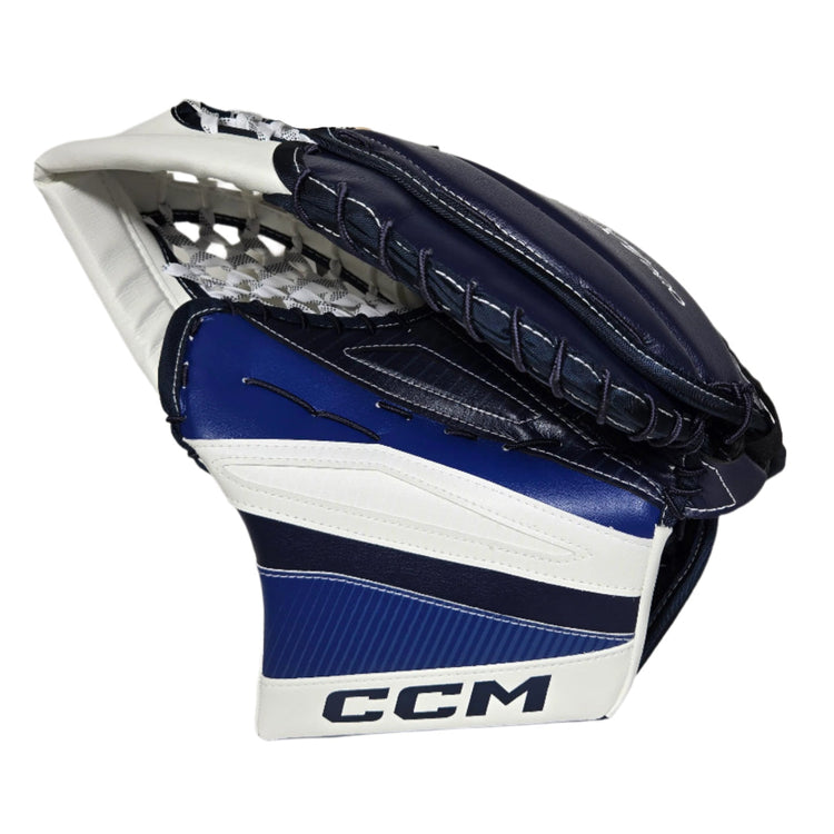 CCM Senior EFLEX 7 Pro Hockey Goalie Trapper White Navy Royal