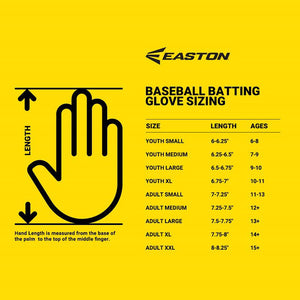 Easton Baseball Batting Glove Sizing Chart