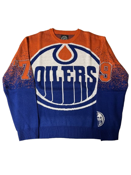 FOCO NHL Edmonton Oilers Big Logo Gradient Ugly Sweater
