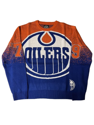 FOCO NHL Edmonton Oilers Big Logo Gradient Ugly Sweater
