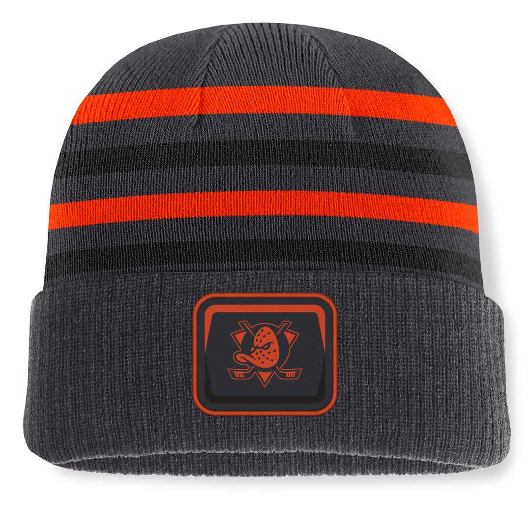 Fanatics Men's NHL Anaheim Ducks 2026 Nightlife Knurly Cuffed Pom Knit Toque