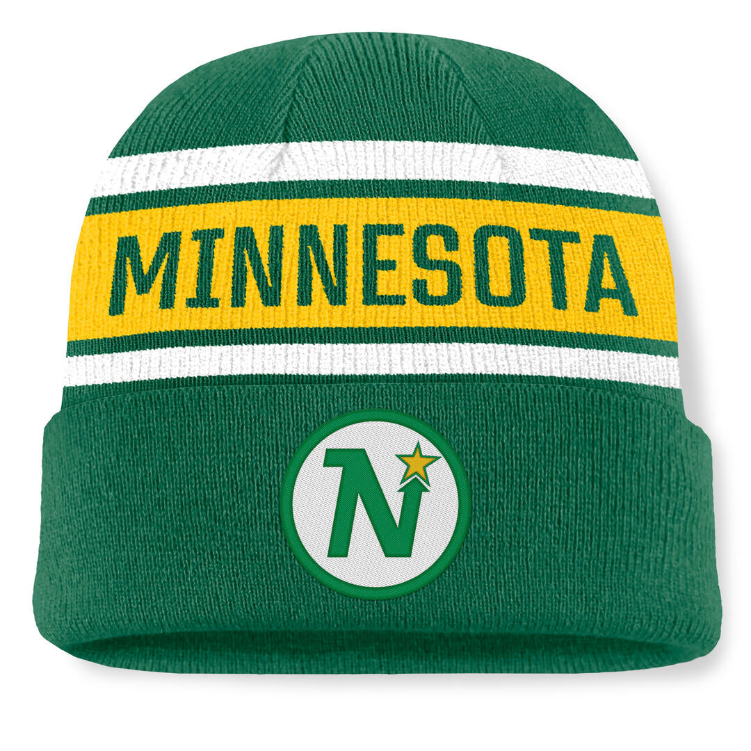 Fanatics Men's NHL Minnesota Northstars 2026 Heritage Chico Cuffed Beanie Green