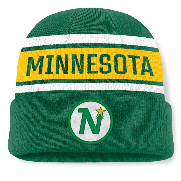 Fanatics Men's NHL Minnesota Northstars 2026 Heritage Chico Cuffed Beanie Green