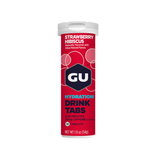 GU Hydration Drink Tabs 12 Servings Strawberry Hibiscus with Caffeine
