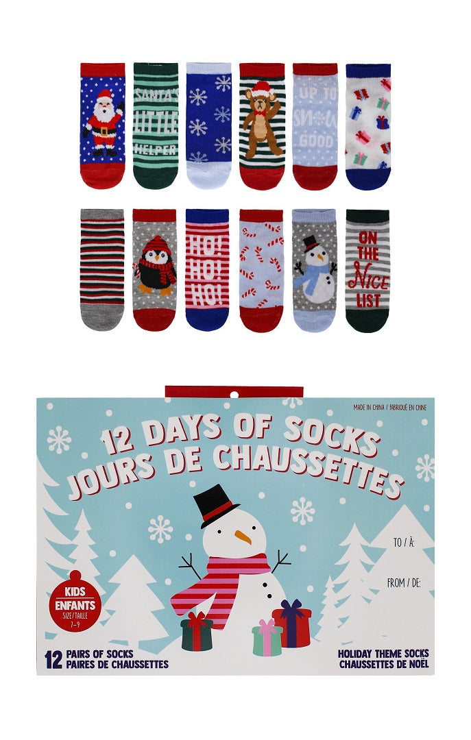 Gertex Kids Christmas Advent Calendar Socks 12 Pack Multi