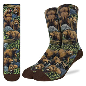 Good Luck Sock Men's Active Fit Socks Grizzly Bears