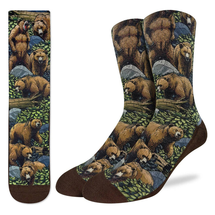 Good Luck Sock Men's Active Fit Socks Grizzly Bears