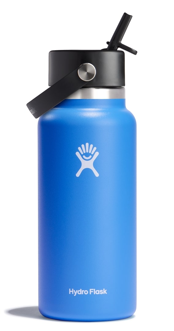 Hydro Flask 32oz Wide Mouth Bottle w/Flex Straw Cascade blue