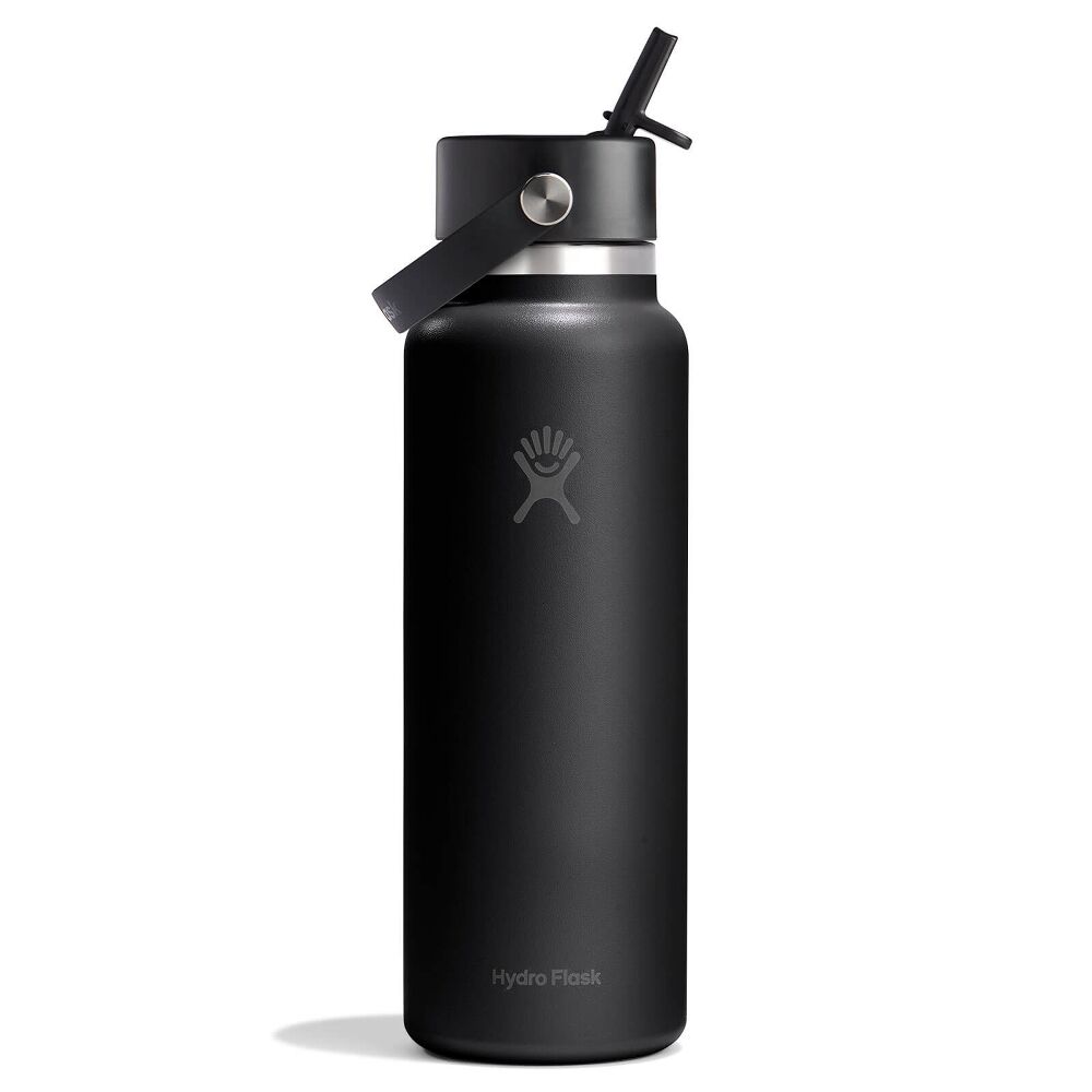 Hydro Flask 40oz Wide Mouth Bottle w/Flex Straw Cap Black
