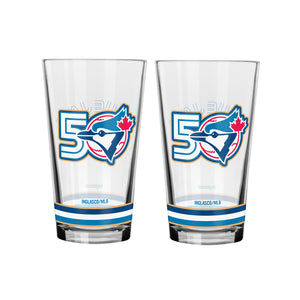 Inglasco MLB Toronto Blue Jays 2 Pack Mixing Glass Set - 50th Anniversary
